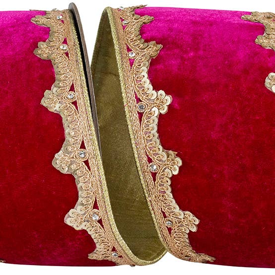 Bordure festonnée en sequins de luxe en velours peluche avec bordure câblée 4i pour la vente par RELIANT RIBBON