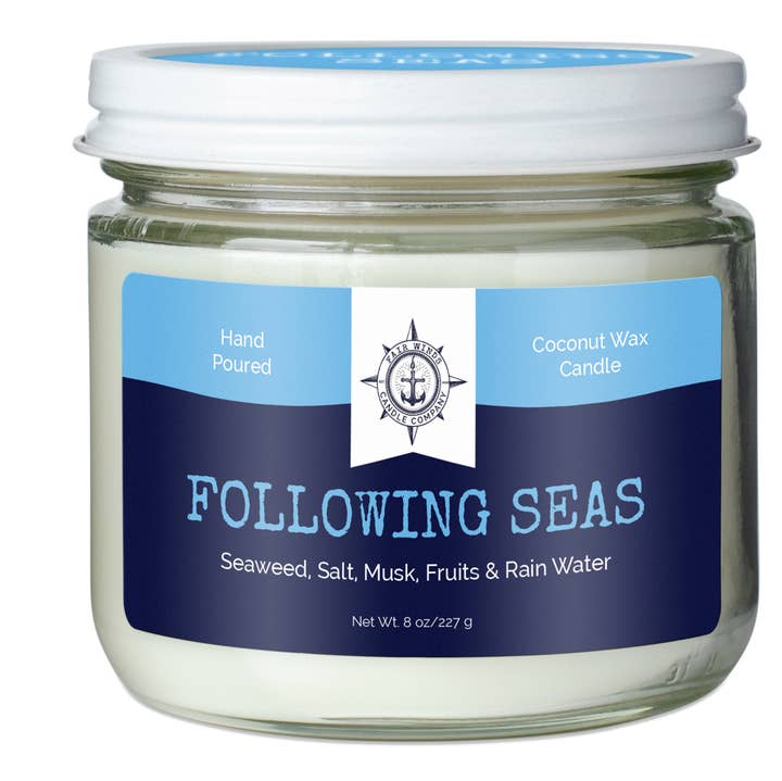 FOLLOWING SEAS standard candle for wholesale by Fair Winds Candle Company