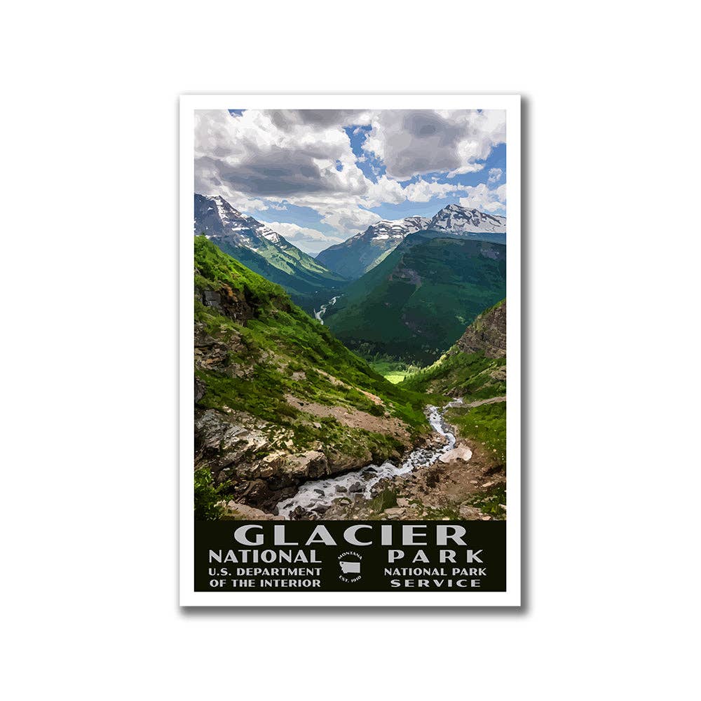 Just Go Travel Studios - Wholesale Poster - Glacier National Park Poster-WPA (Going-to-the-Sun Road) - WS0