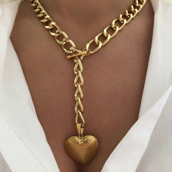 Christina Christi – Colar pingente/pendente por atacado – Colar com foto de coração dourado