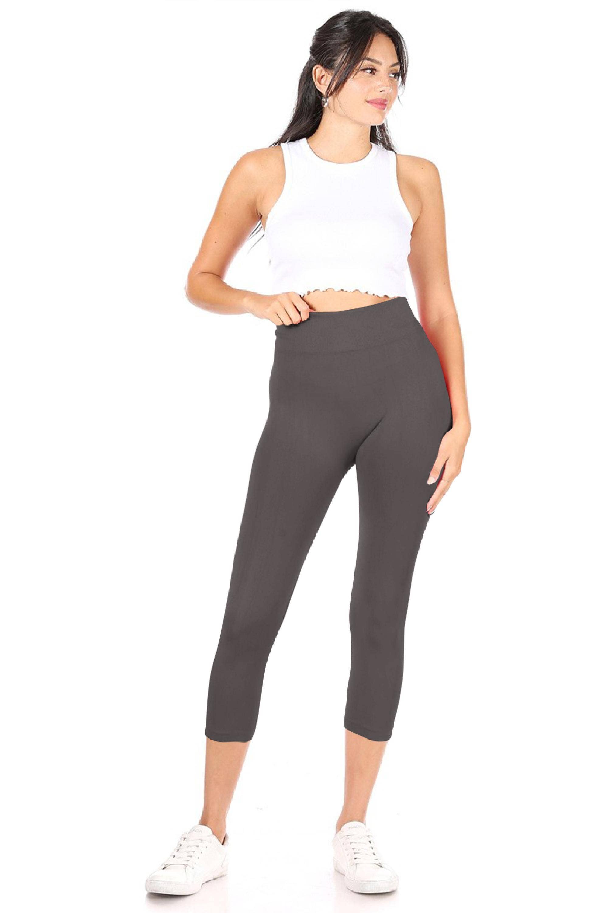 MOA COLLECTION - Wholesale Athletic/Lounge Leggings - Women's - Women's Casual Solid Seamless Capri Leggings2