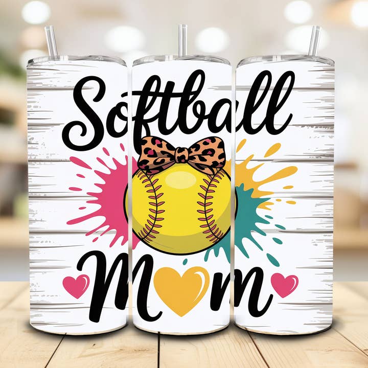 Softball Mom Tumbler, 20 oz. for wholesale by Stencil Art Canada