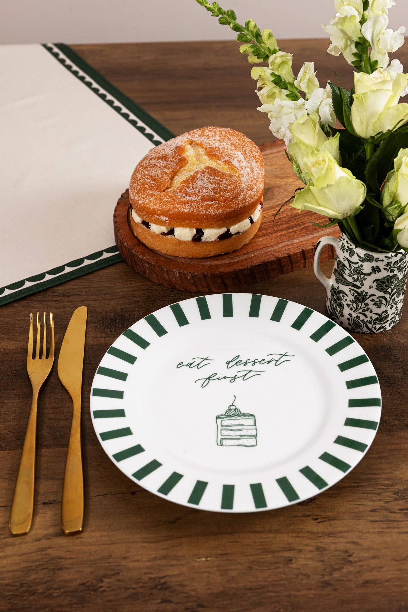 Pintail Candles | Avalon Home – wholesale Dinner plate – Eat Dessert First Bone China Plate2