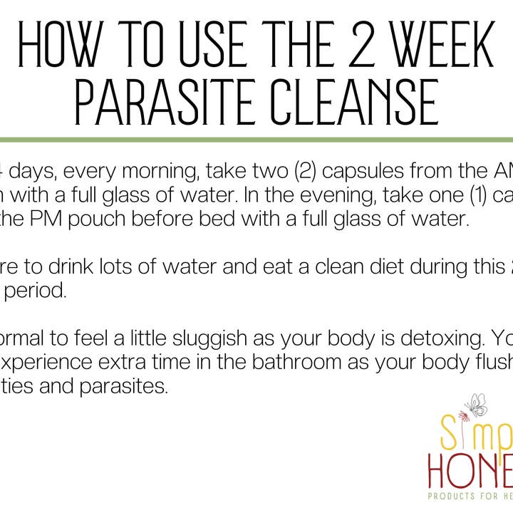 Simply Honest Co. - Wholesale Oral Supplement/Vitamin - Parasite Cleanse - 2 Week Capsule Regimen