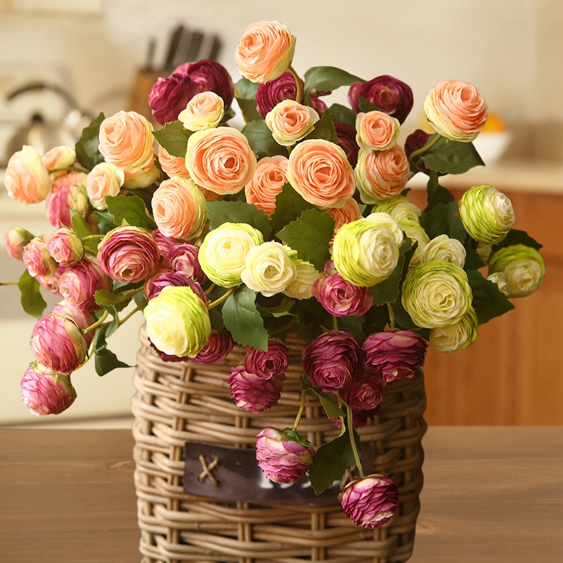 ACNITE(We cover U.S. import duties) - Vendita all'ingrosso Fiori finti - Rosa artificiale da 16,6 cm, rosa piccola a 3 teste, fiori finti0