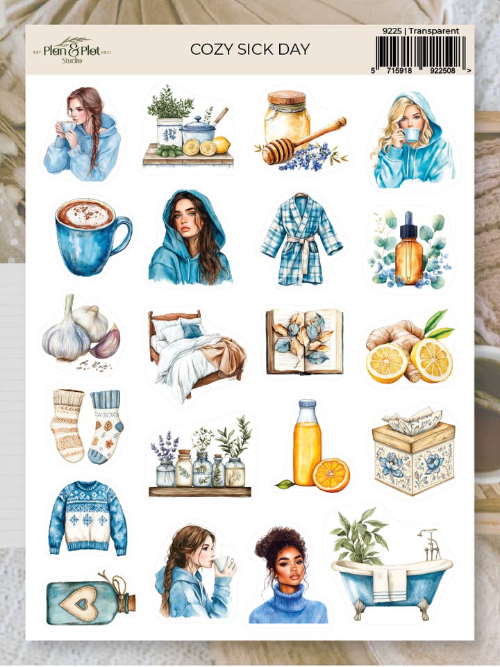 Cozy sick day | Stickers for wholesale by Plan & Plot Studio