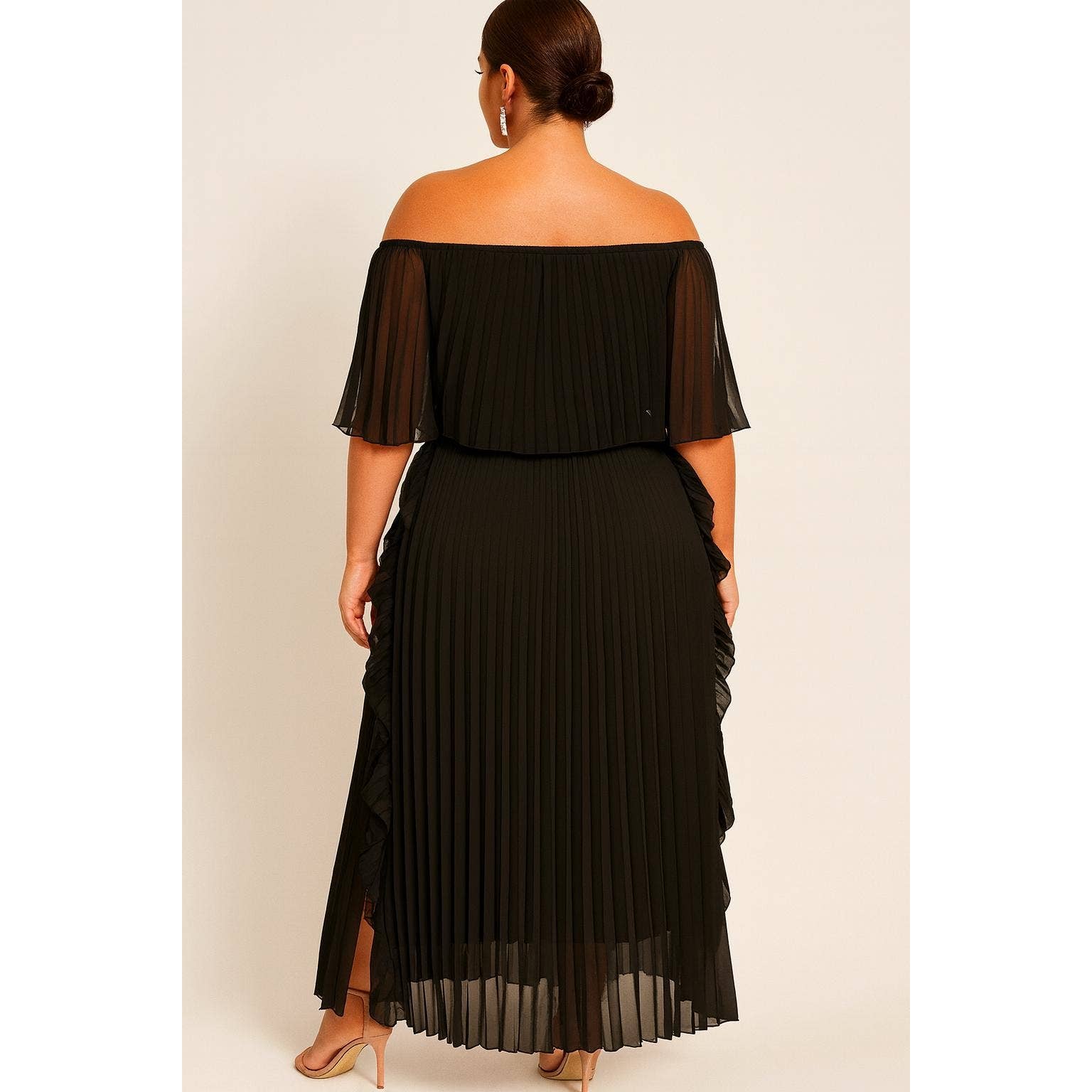 omgstyles – Engroshandel Kjole - Dame – Plus size plisseret maxikjole2