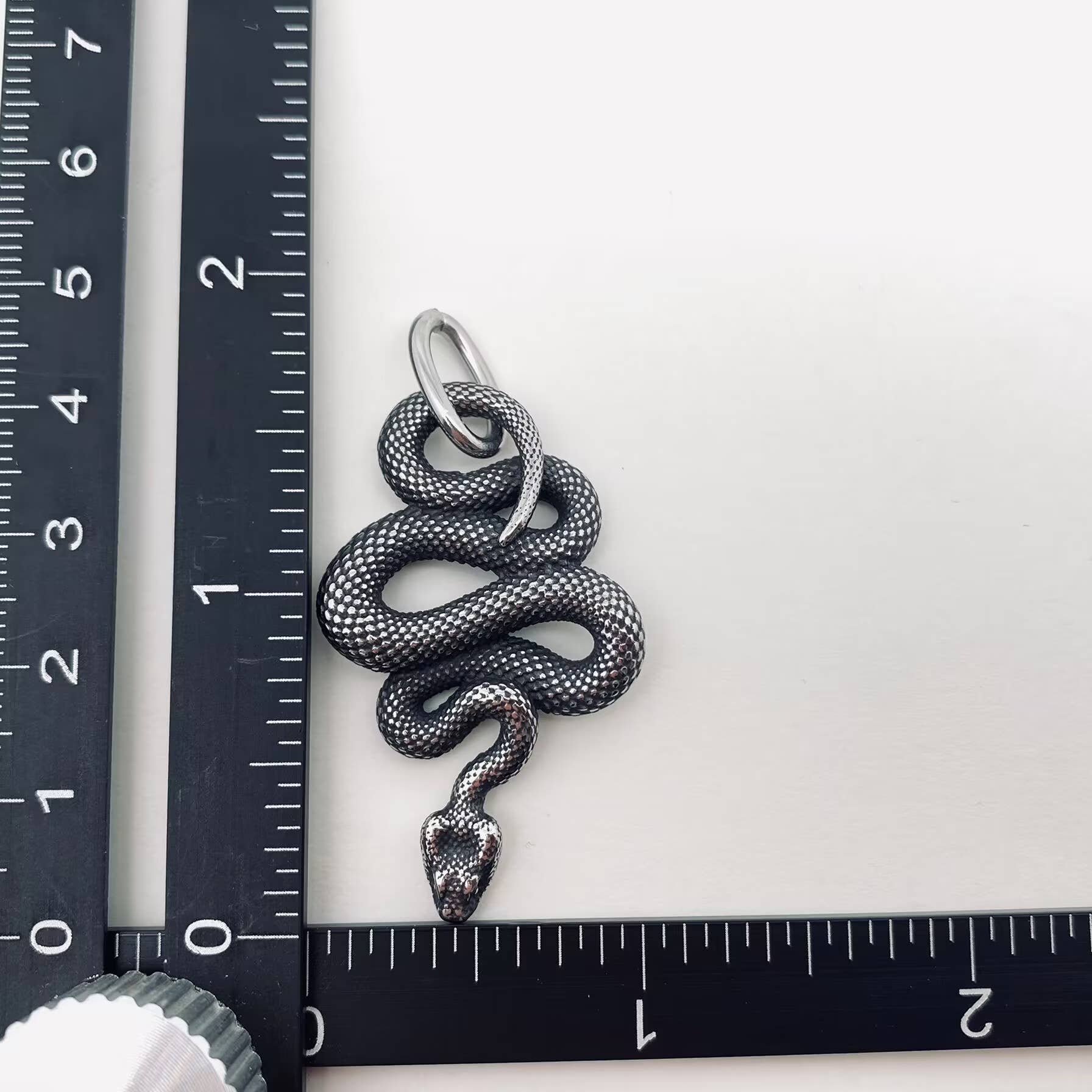 Mio Queena - Wholesale Craft Supplies - Stainless Steel Blackening Snake Charm Pendant - MJ/MNP3