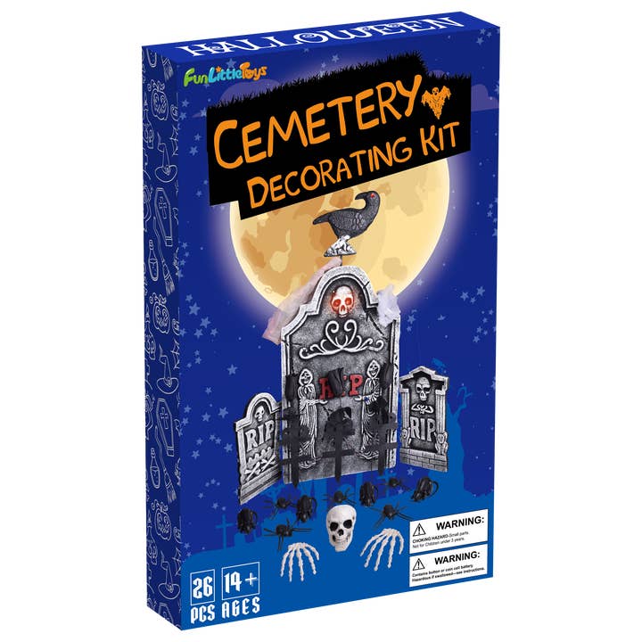 Fun Little Toys – Großhandel Gartendeko/-schmuck – 26-teiliges Halloween-Grabsteine- und Zubehör-Set
