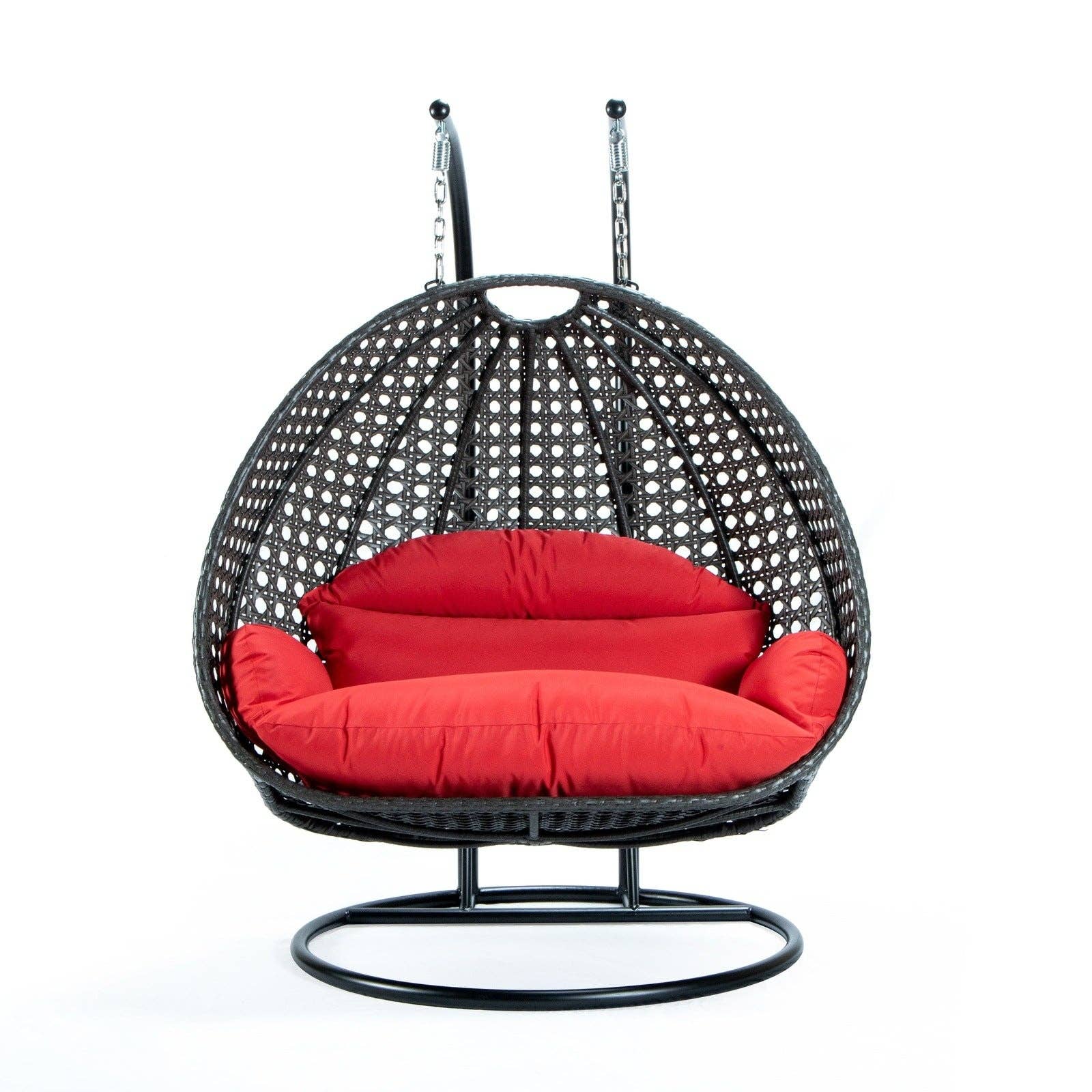 LeisureMod - Wholesale Egg Chair - Modern Charcoal Wicker Hanging Double Seater Egg Swing Chair101