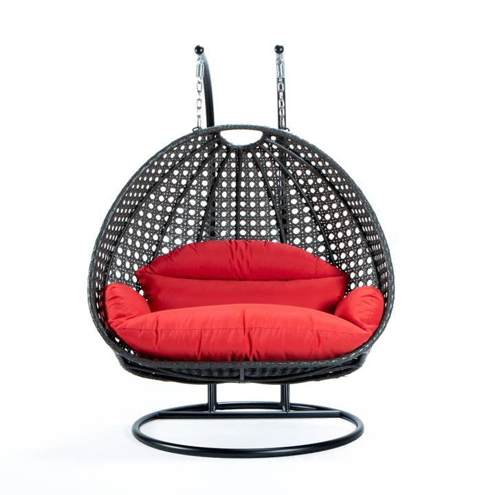 LeisureMod - Wholesale Egg Chair - Modern Charcoal Wicker Hanging Double Seater Egg Swing Chair101