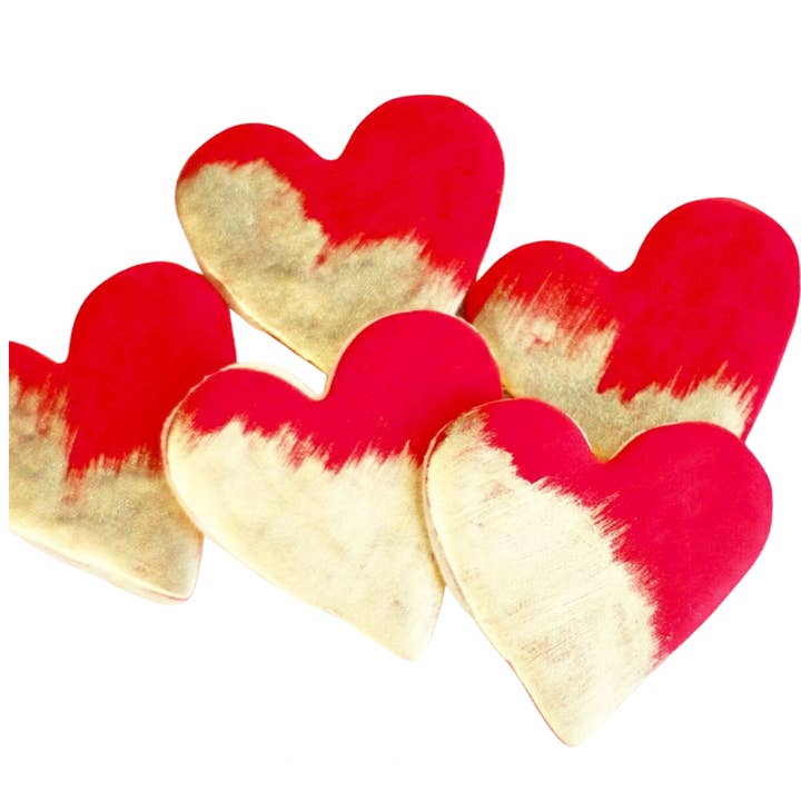Red and Gold Heart Cookies for wholesale by Sweet Sanctions LLC