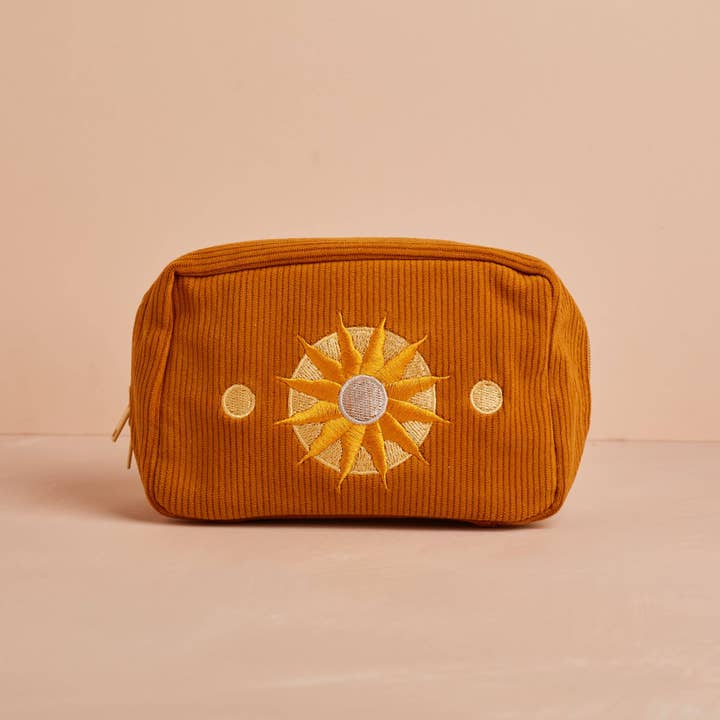 Corduroy Makeup Bag in Burnt Orange for wholesale by cai & jo USA