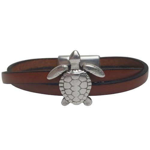 Pulseira feminina de couro tartaruga marinha por atacado de The Essence of Silver