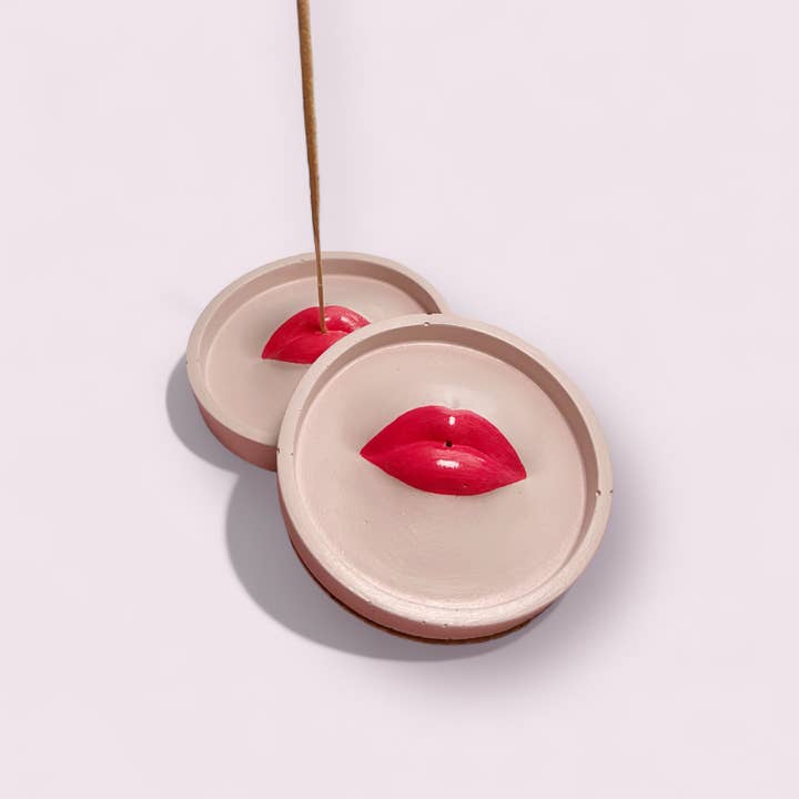 Fire and Moth Co - Wholesale Incense Holder - Lips Incense Holder Concrete Colorful Unique Home Decor2