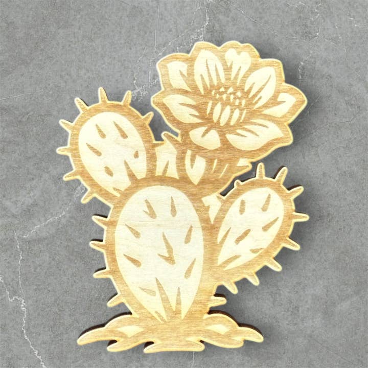 Magnete in Legno con Cactus Fiorito per la vendita all'ingrosso da parte di Daisy Ridge