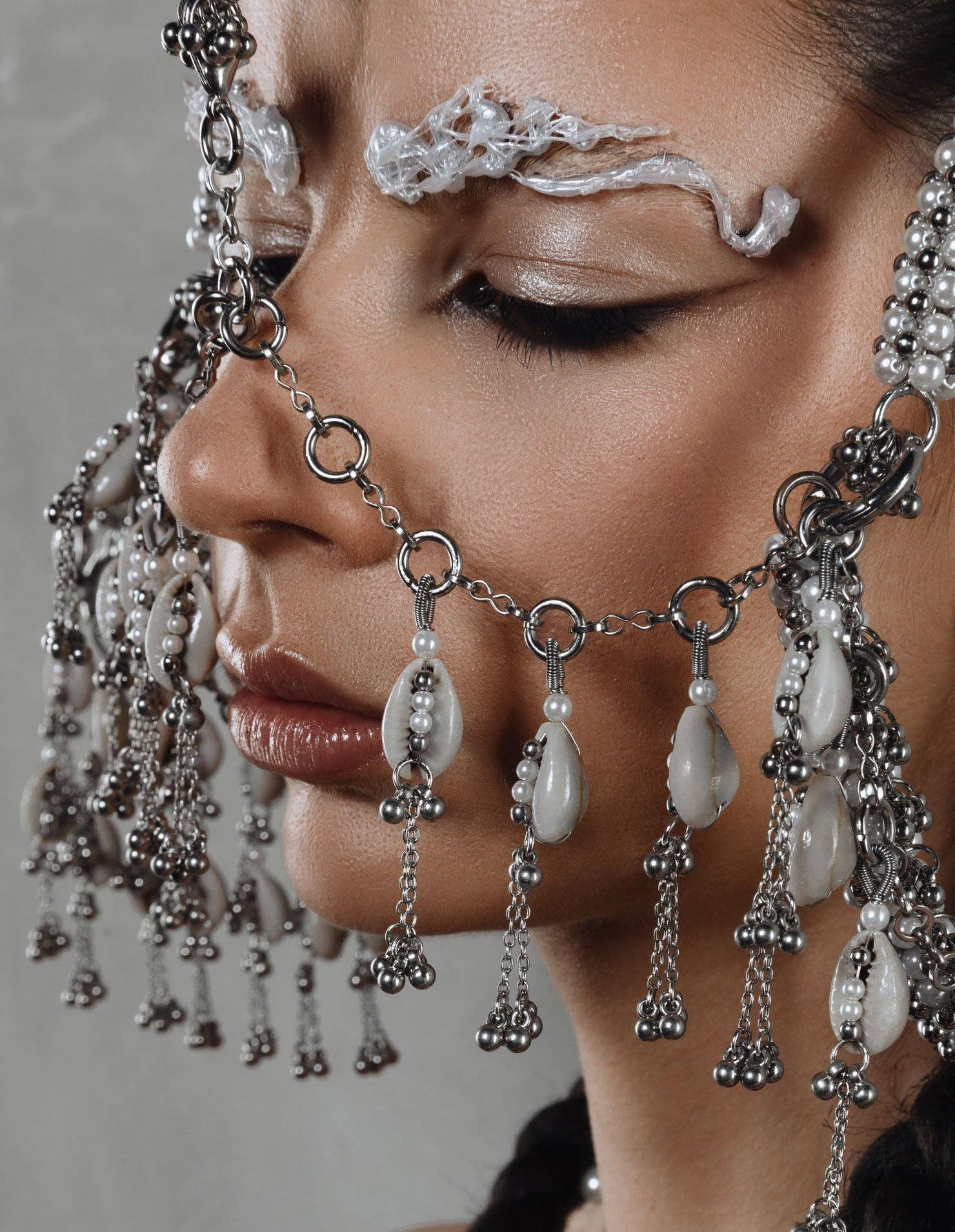 OBJECT & DAWN - Wholesale Tiara - Women's - Jas Modular Headpiece System w/Face Chain in Pearl3