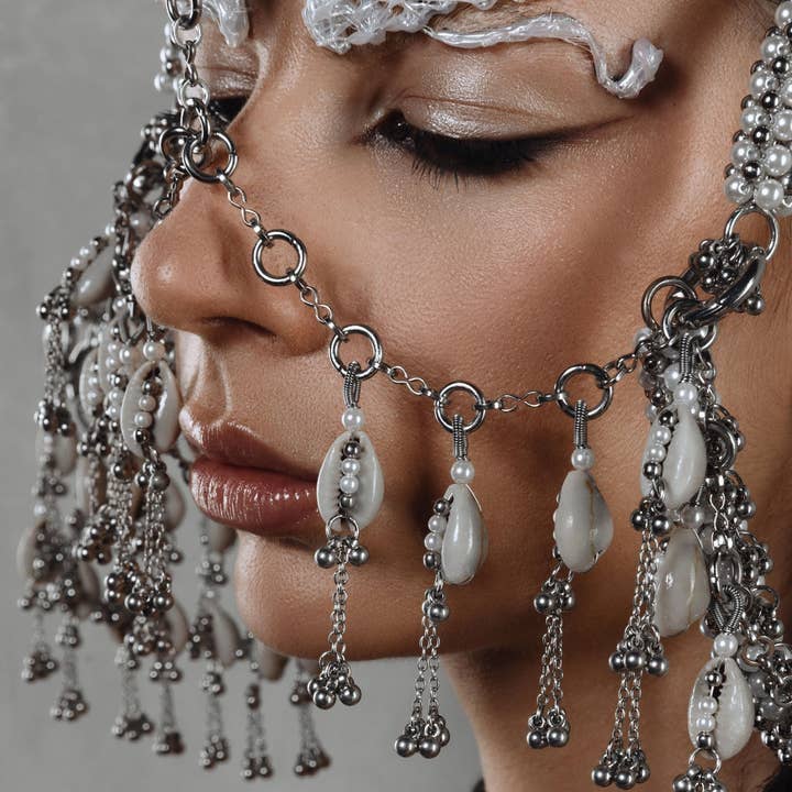 OBJECT & DAWN - Wholesale Tiara - Women's - Jas Modular Headpiece System w/Face Chain in Pearl3