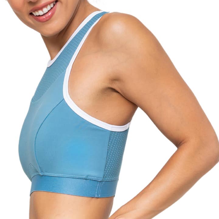 Sujetador Deportivo CONTOUR Para Piel Sensible, Compresión Refrescante, Alto Soporte, Absorbe la Humedad para venta al por mayor de Oya Femtech Apparel