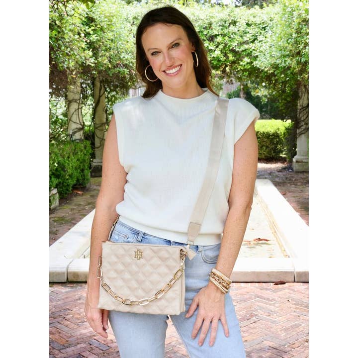 Caroline Hill - Wholesale Crossbody Bag - Women's - Ariana Crossbody NUDE QUILTED DQ