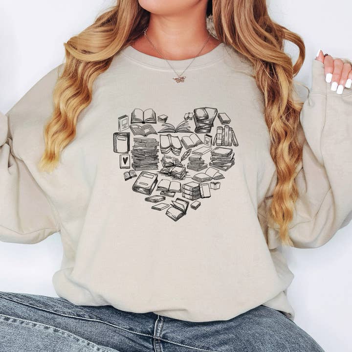 Vintage Books Crewneck Sweatshirt - Book Lover Gift for wholesale by Painted Lavender