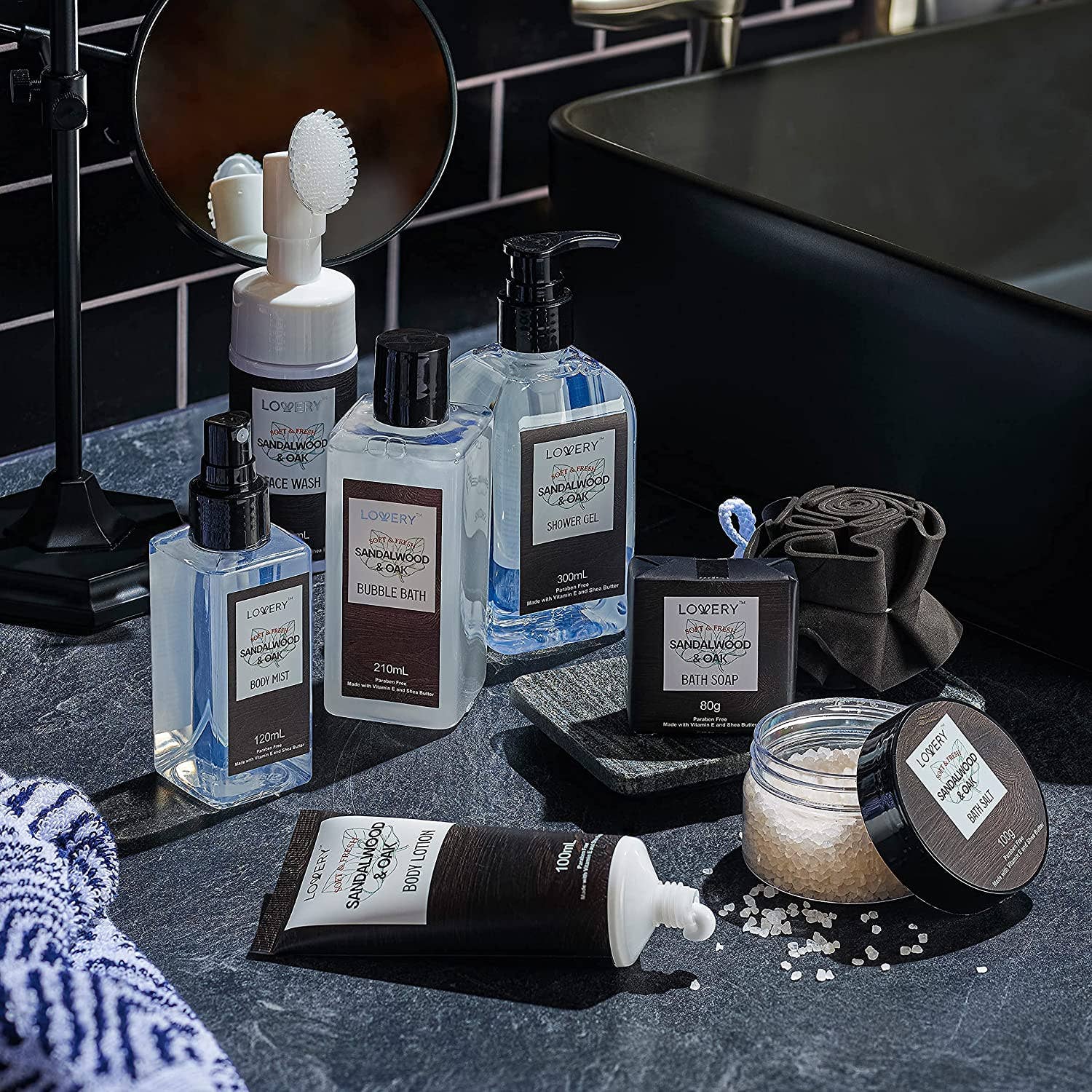 Lovery - Wholesale Bath & Body Set - Men's - Fathers Day Gift, Spa Kit for Men, Grooming Kit, Sandalwood5