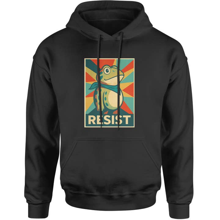 Resist Portland Protest Frog Adult Hoodie Sweatshirt for wholesale by Expression Tees