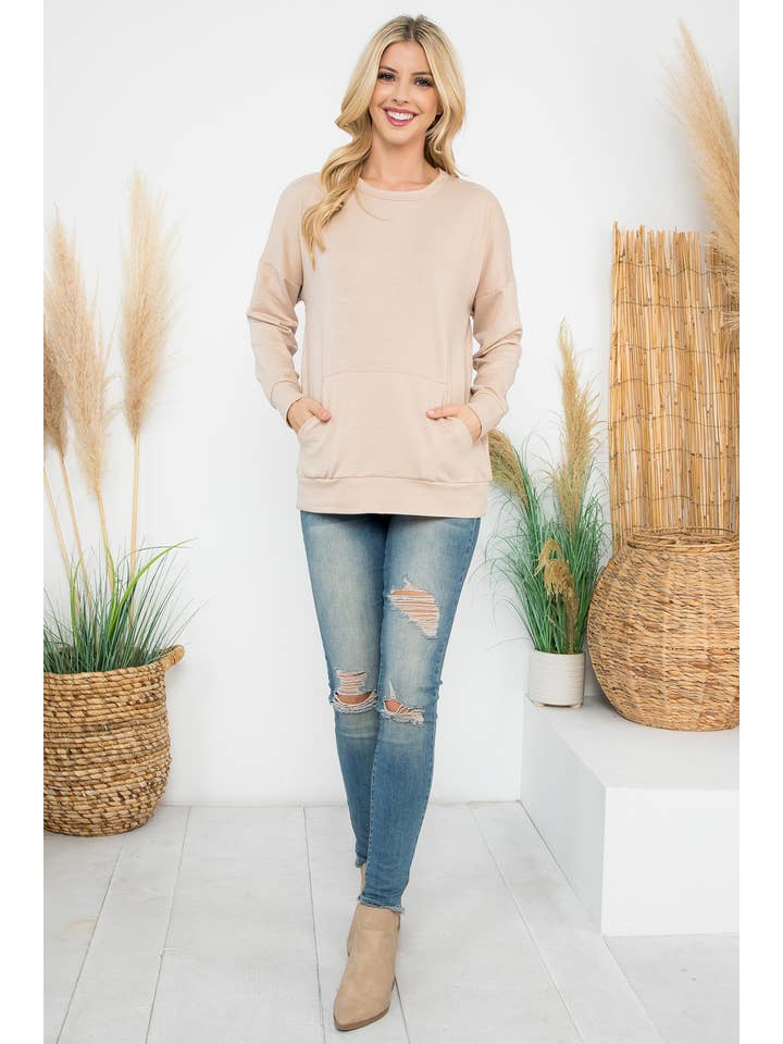 MYS Wholesale Inc - Wholesale Tunic - Women's - Long Sleeve French Terry Top With Kangaroo Top30