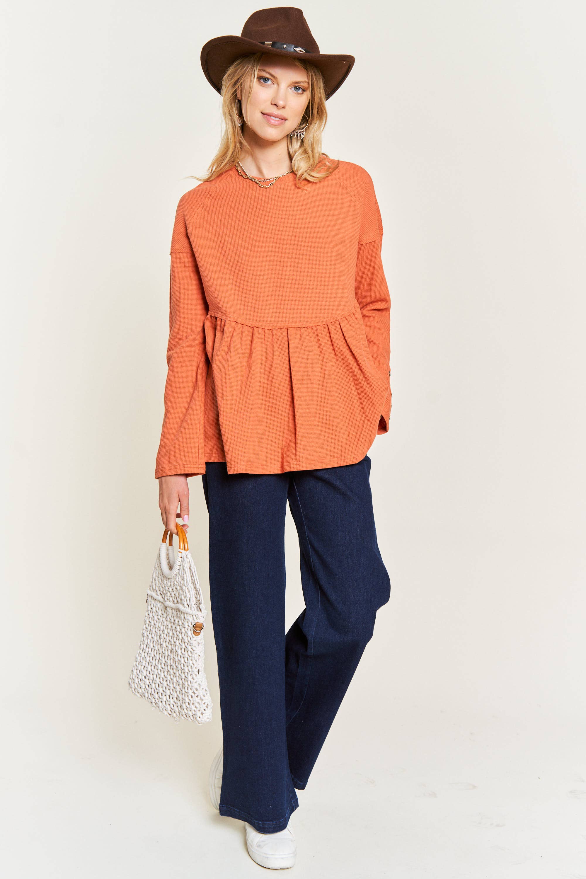 JADE BY JANE - Vendita all'ingrosso Felpa - Donna - Pullover in tessuto a maglia waffle JJT5045 113