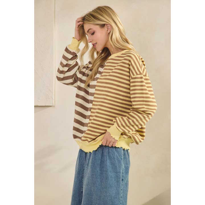 Veveret - Wholesale Tunic - Women's - Contrast Striped French Terry Top3