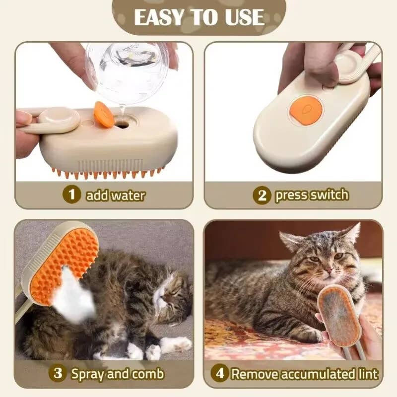Pet Wiz - Wholesale Pet Grooming Aid - Dog - 3-in-1 Rechargeable Cat & Dog Steam Grooming Brush3