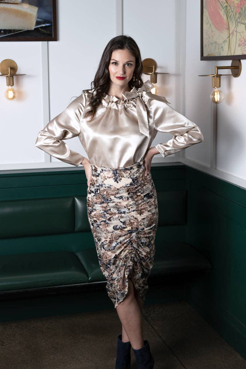 Rachel Walters Collection - Wholesale Skirt - Women's - Lottie Skirt Nude Floral7