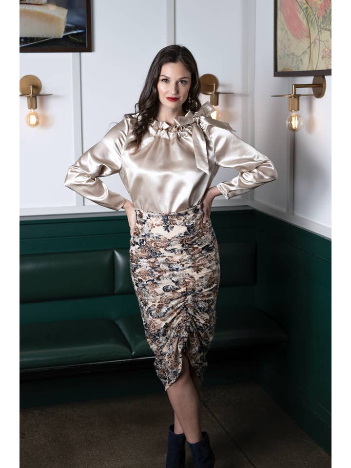 Rachel Walters Collection - Wholesale Skirt - Women's - Lottie Skirt Nude Floral7