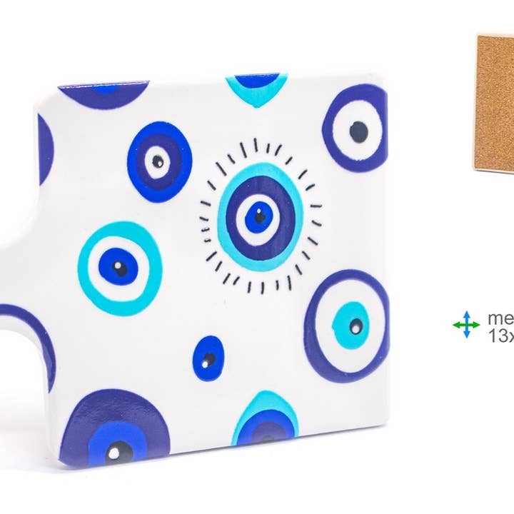 Base Cerâmica Olho Turco 13x19cm por atacado de Esoterica Arte