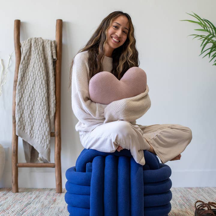 Pink Lemonade – Engroshandel Puf – Knyttet puf - Stor - - Federal blå mel1