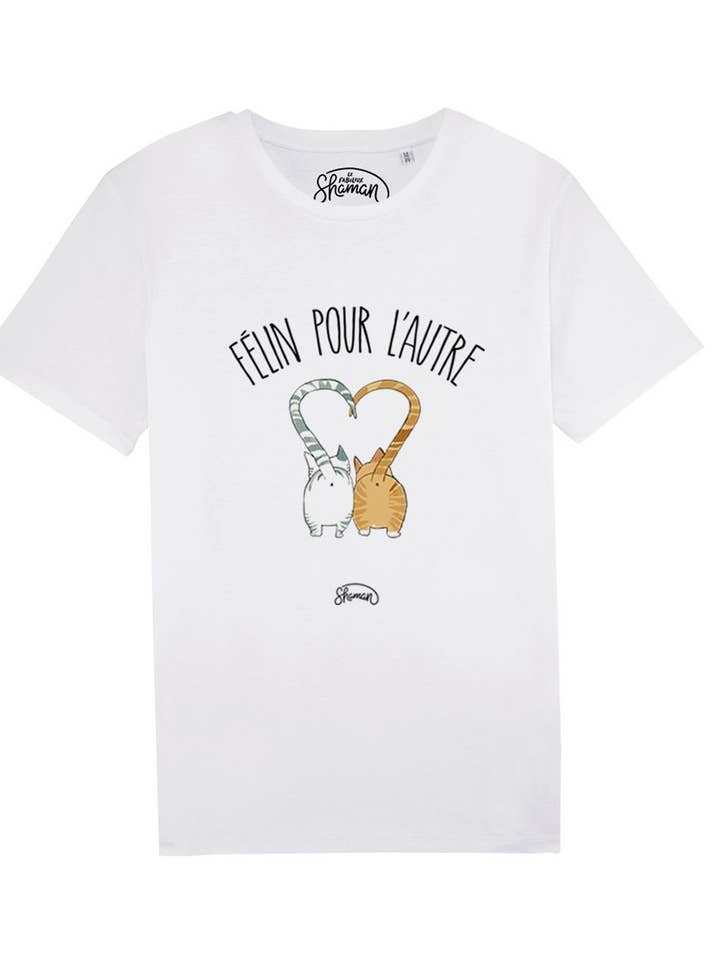 T-SHIRT BRANCO HOMEM FELINO PARA O OUTRO por atacado de Le Roi du T-shirt