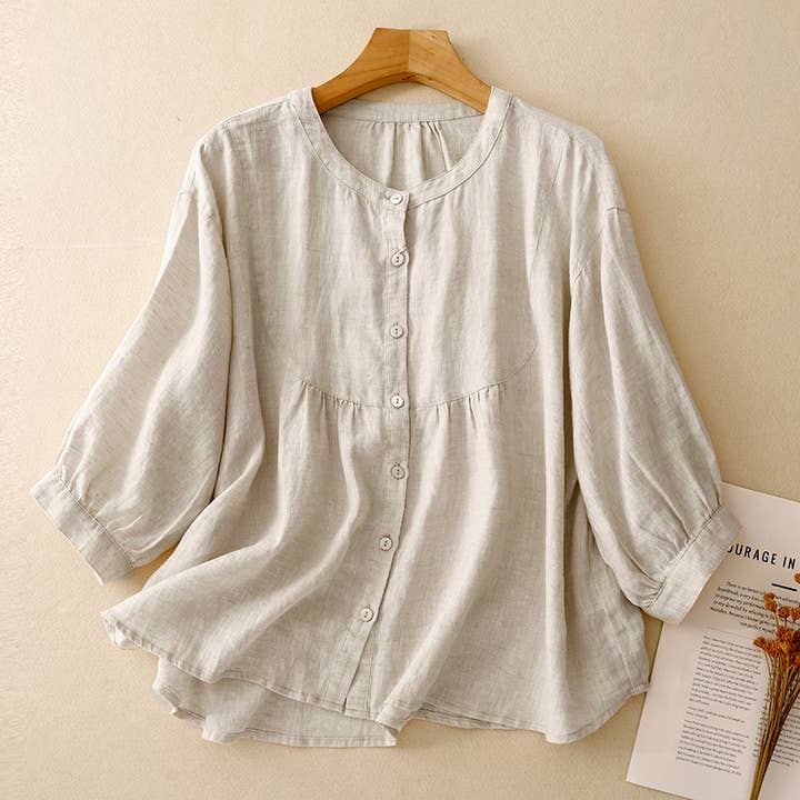 Whisper Mint – wholesale Blus - Dam – 100% bomullsblusar toppar dam trekvarts ärm