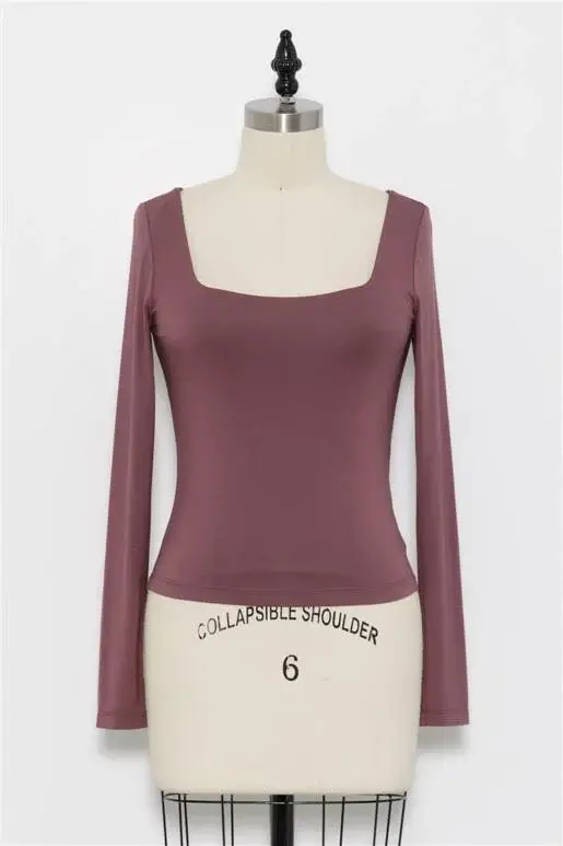 Final Touch - Wholesale Knit Top - Women's - Double Layered Square Neck Basic Top - T1710954