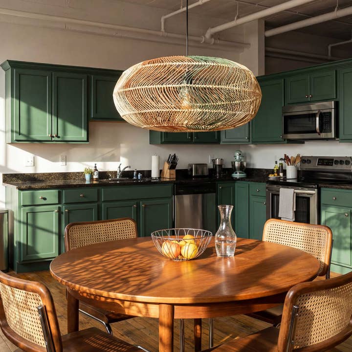 C-Création – wholesale Ljuskrona/hängande ljus – XXL taklampa i flätad rotting i 4 färger Rosco1