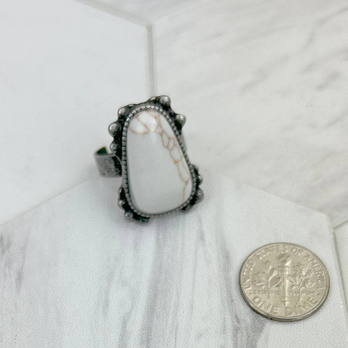 Western Elite Jewelry – Engroshandel Statementring – RZ231205-41 Sølvmetal med blå turkis sten justerbar ring2