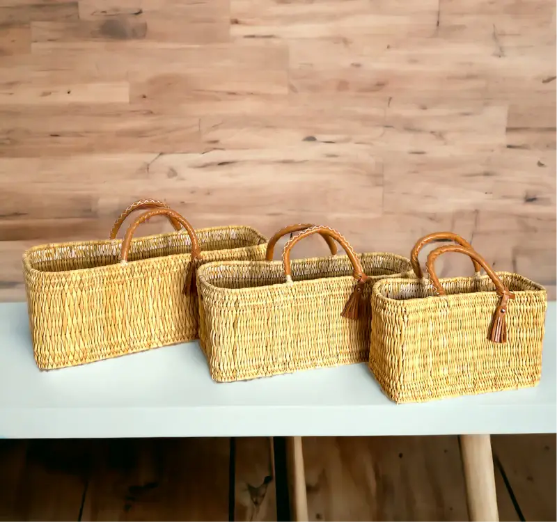 High crafty - Wholesale Basket - Gardener’s Baskets – Handmade Moroccan Palm Leaf Totes with 0