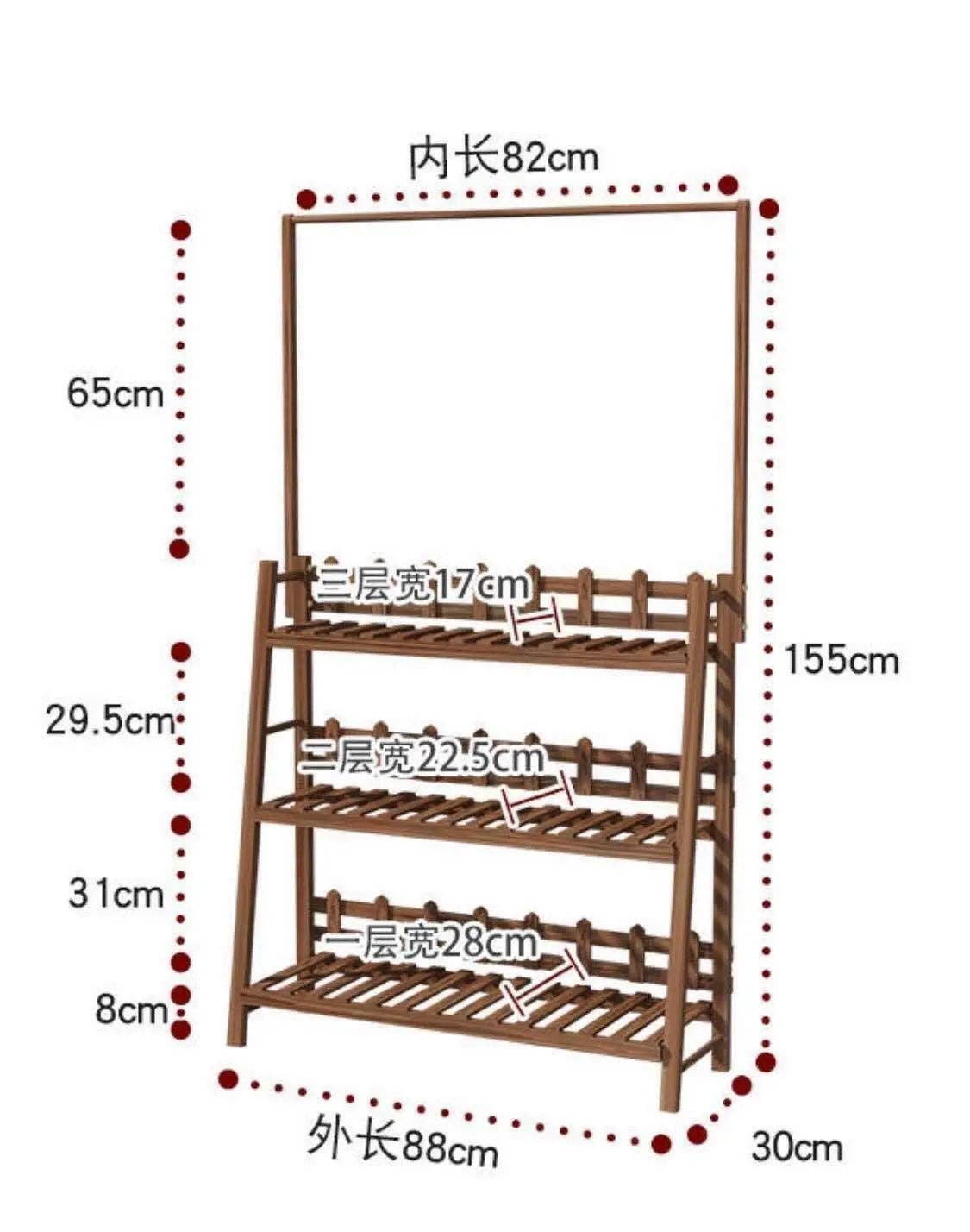 everythingbamboo - Vente Supports de plantes - Étagère porte-plante en pin massif avec barre suspendue, décor jardin intérieur et extérieur6
