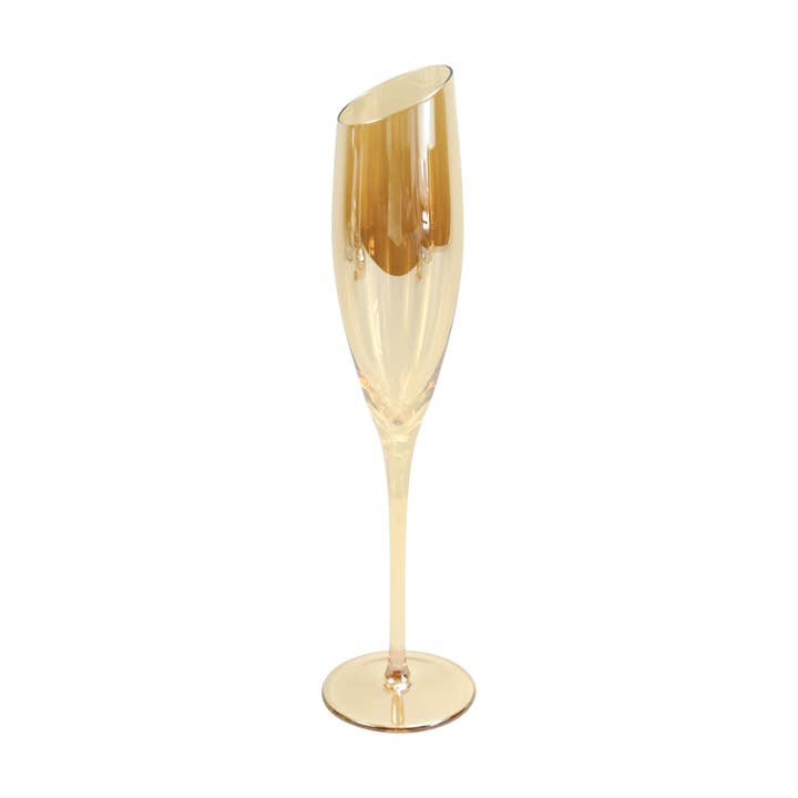 Jeanne Fitz - Wholesale Champagne Flute - Slant Collection Gold Champagne Glasses, Set of 2