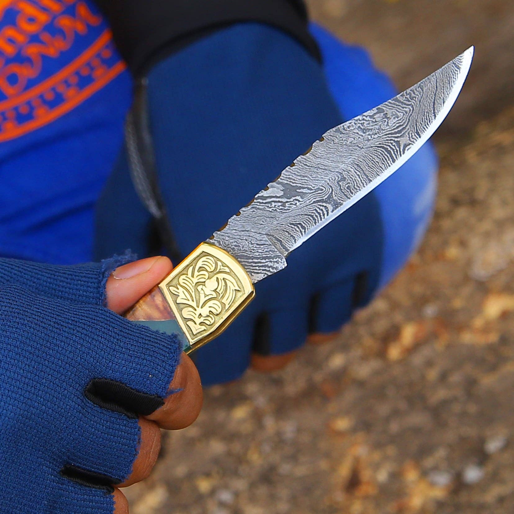 Shokunin USA - Venta al por mayor Cuchillos de bolsillo/Soportes - Navaja de bolsillo Flashblade Damascus EDC con funda de piel3