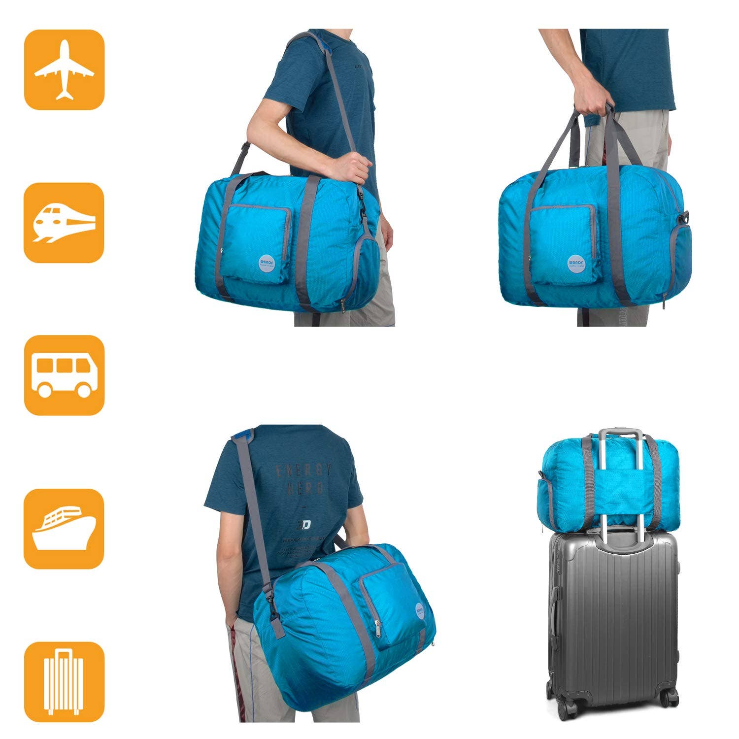 wandf – Saco de viagem - Unissexo por atacado – Mala de viagem Mala Multifuncional de Armazenamento Azul10