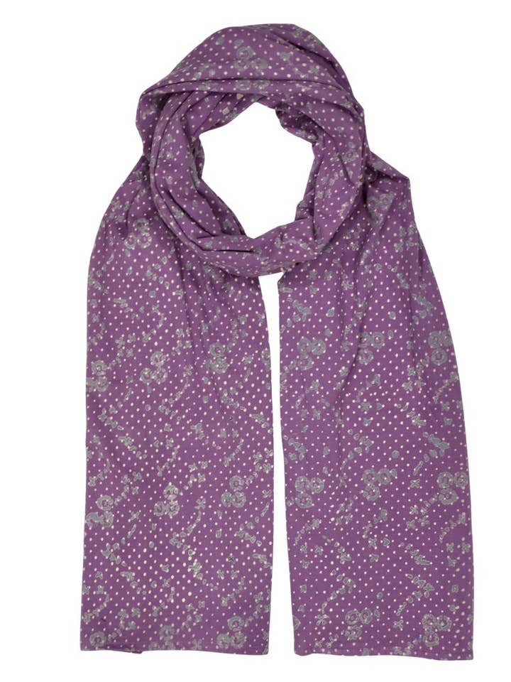 Lavender Dreams Organic Cotton Polka Dot Scarf for wholesale by Passion Lilie