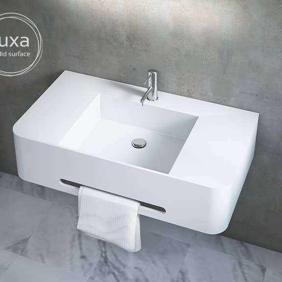 BAINS NEO – wholesale Bathroom sign – Rectangular suspended basin in solid surface "LUNNAIRE"