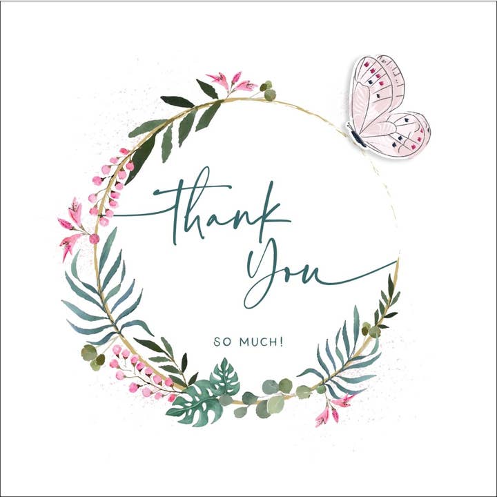 Thank You So Much, carte de vœux faite main pour la vente par The Handcrafted Card Company