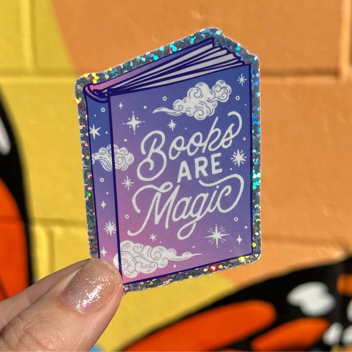 Hilarious Humanitarian - Wholesale Sticker - Books Are Magic Pixie Glitter Sticker