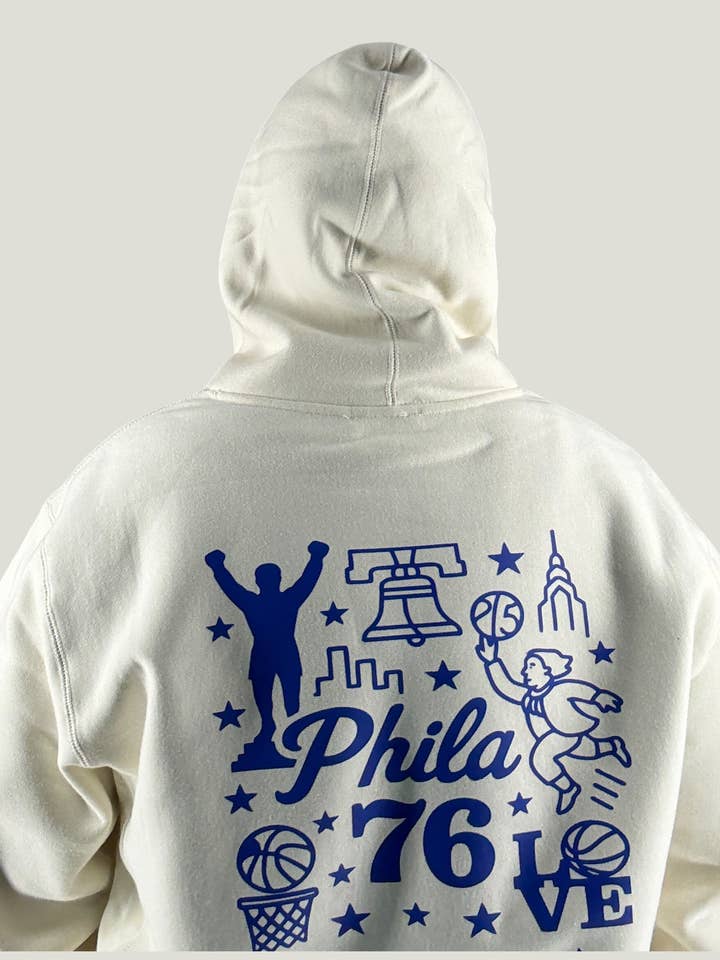 Sixers Doodle Heavyweight Hoodie for wholesale by Brotherly Love 215